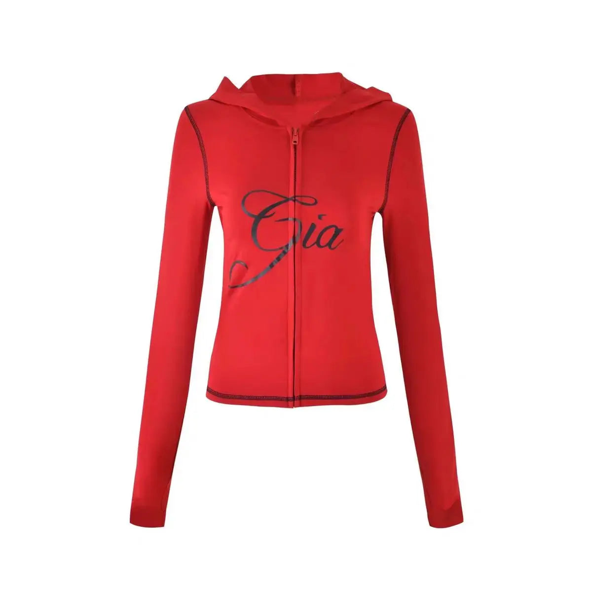 new shoulder letter printed open thread design slim fit hooded zipper short jacket shorts set