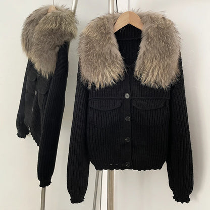 OFTBUY 2025 New Autumn Winter Women Real Fox Fur Caedigan Natural Fox Fur Hooded Jacket Decoration Lady's Sweater Coat