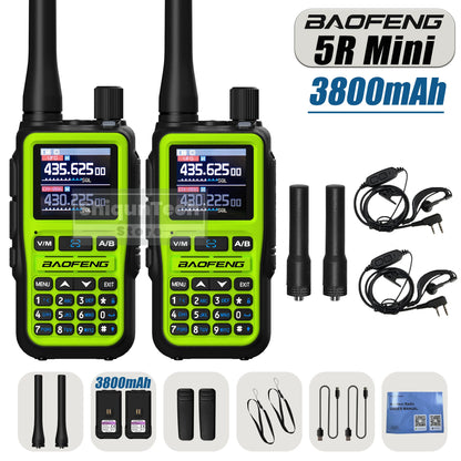 Baofeng UV 5R Mini Walkie Talkie 3800mAh High Capacity Air Band UHF/VHF FM Bluetooth Programming Type-C Camping Radio Upgrade 5R
