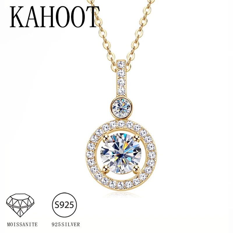 A vintage bohemian-style women's necklace featuring a 1-carat round moissanite set in 925 sterling silver.