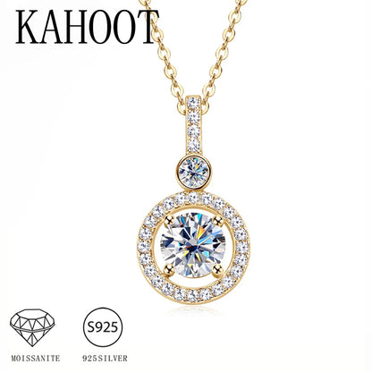 A vintage bohemian-style women's necklace featuring a 1-carat round moissanite set in 925 sterling silver.