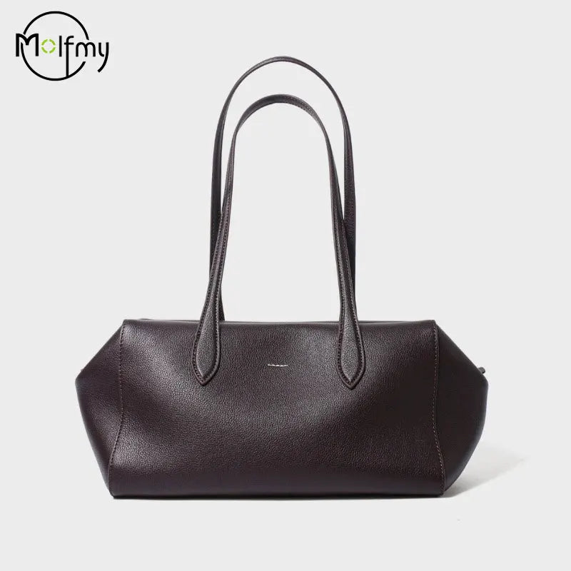 Cow Genuine Leather Underarm Bags Female Fashion Women's Bag Top-grain Leather Shoulder Handbag Ladies Luxury Designer Handbags