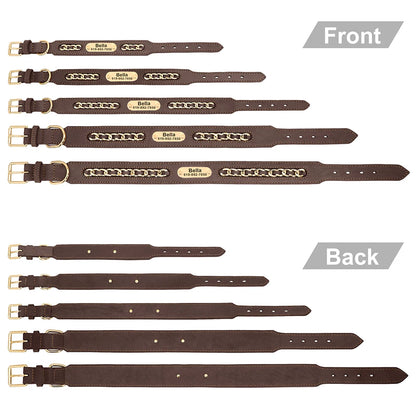 Custom Leather Dog Collar Accessories Personalized ID Tag Nameplate Collars For Small Medium Large Dogs French Bulldog Pitbull