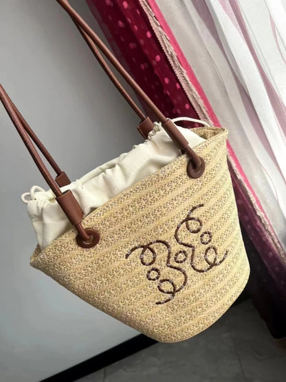 Summer New Vacation Woven Straw Bag, High Quality Seaside Beach Bag for Women, Women's Beach Bags Bucket Bag