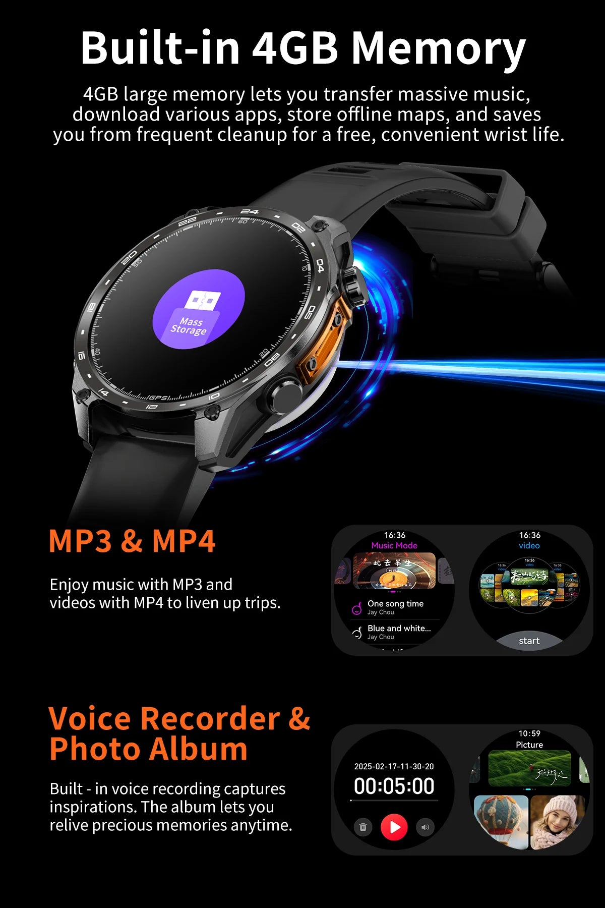 2026 HD300 Pro GPS Smart Watch for Outdoor Sports Offline Map 5.4Bluetooth Call Waterproof Health Travel Diving Smartwatch