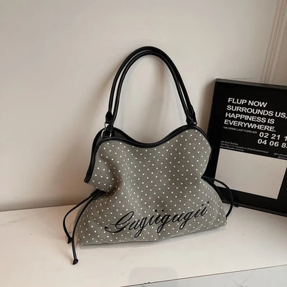 Brand Women's Shoulder Bag Y2k Fashion Sweet Polka Dot Handbag Korean Casual Versatile Leopard Print Brown Frosted Tote Bags