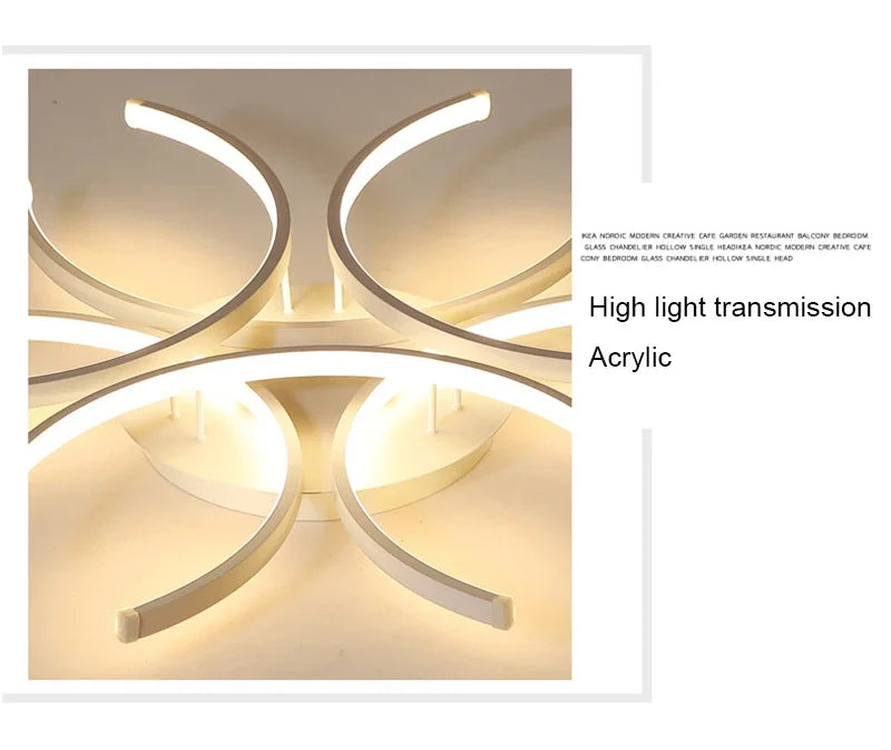 Modern Led Chandelier Lights White Ceiling Lamp Bedroom Circle Attic Living Dining Room Kitchen Interior Light Fixture