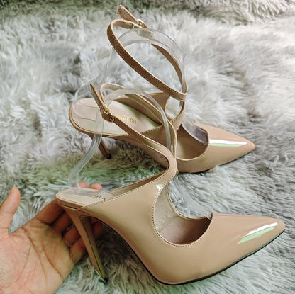 Women Sandals Hollow Jazz Dance Sexy Pumps 11cm Pointed Toe High Heels Ankle Strap Stilettos Nighclub Party Dress Wedding Shoes