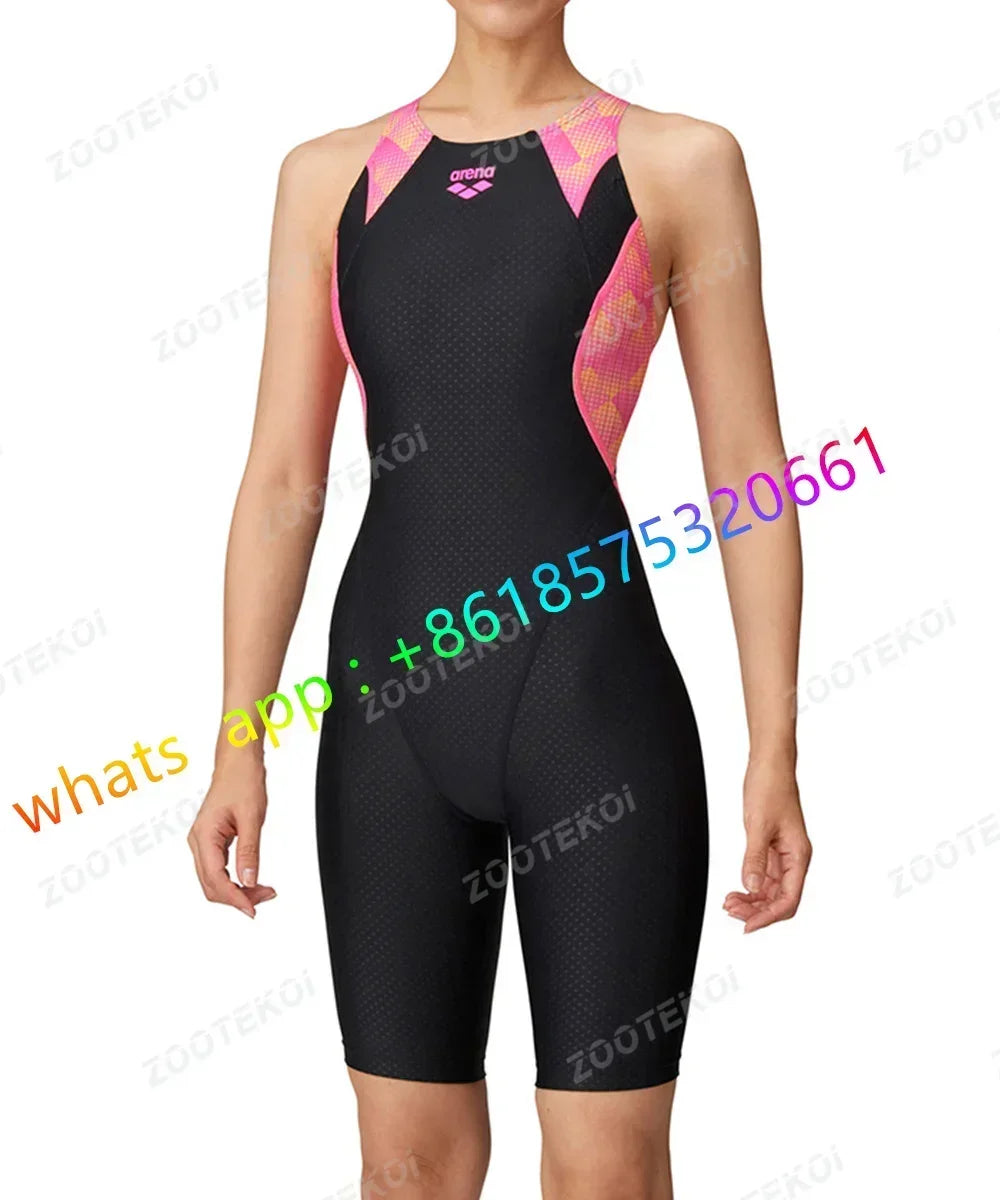 Womens One Piece Bodysuit Swimsuit Triathlon Competitive Pro Training Knee Length Swimwear Swimming Pool Comfort Bathing Suit