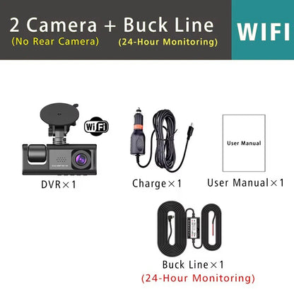 WiFi 3 Channel Car DVR Three Way Dash Cam Inside Vehicle Camera DVRs Recorder FHD 1080P Video Mini Registrator Dashcam Camcord