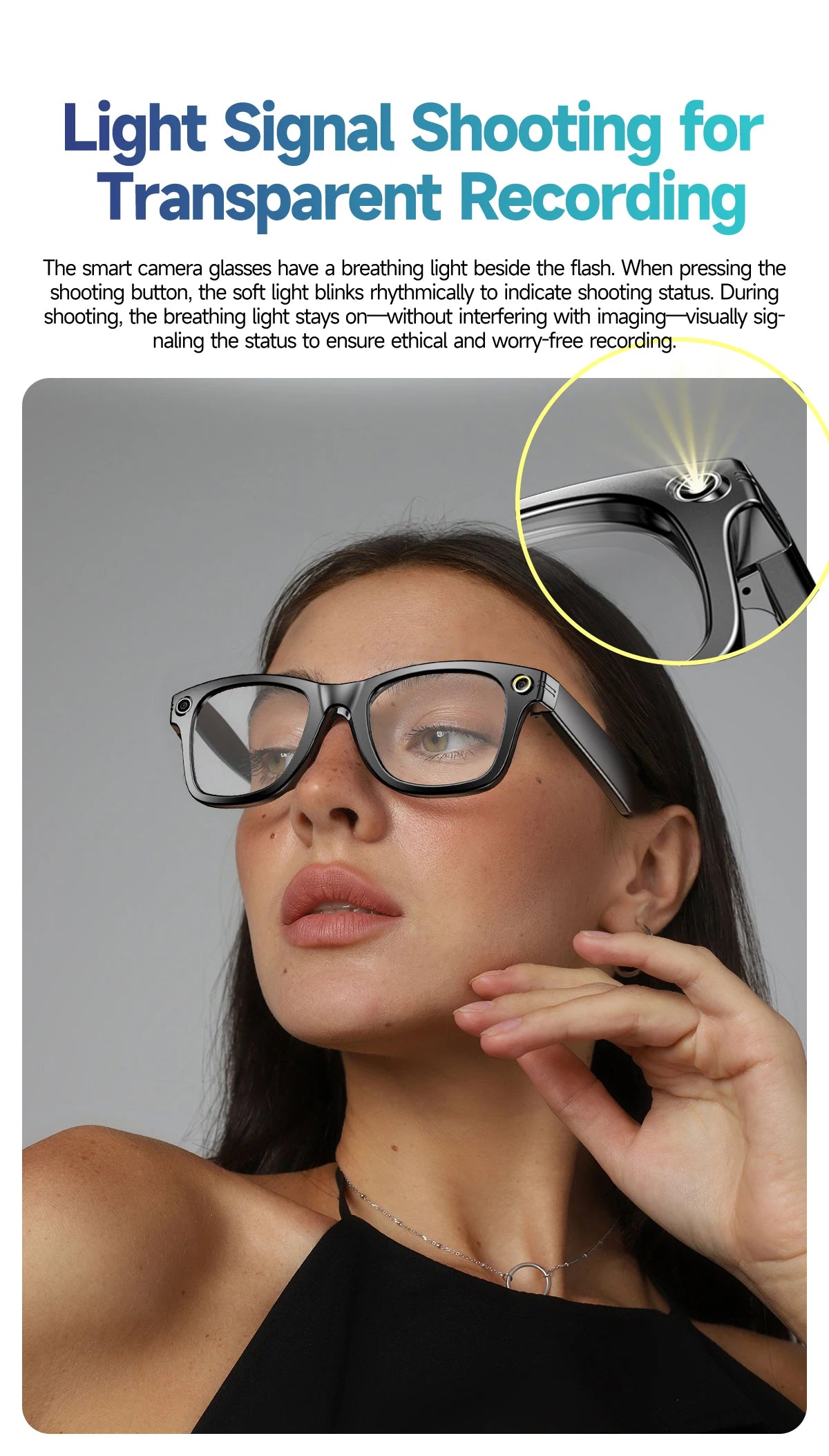 LIGE AI Smart Glasses 8MP HD Camera Video Bluetooth Call Intelligent Translation 270mAh Battery Voice Assistant Music Sunglasses