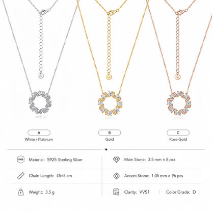 Moissanite Twist Circle Pendant Necklace S925 Sterling Silver Mobius Round Collarbone Chain Fine Jewelry Gift GRA Certified