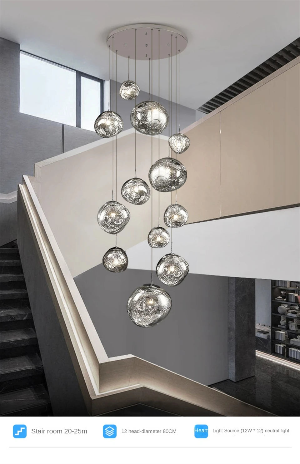 Creative Irregular Pendant Lights Modern LED Lighting Indoor Living Room Villa Hotel Loft Chandelier PVC Glass Lighting Fixtures