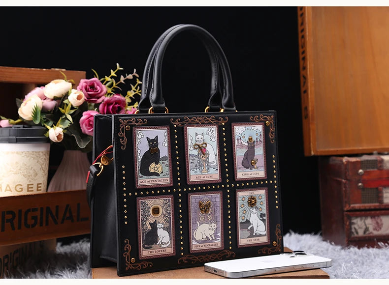Vintage and Luxury Designer Bag with Delicate Embroidery Cat Printing Women Popular and Fashionable Tote Bag with Large Capacity
