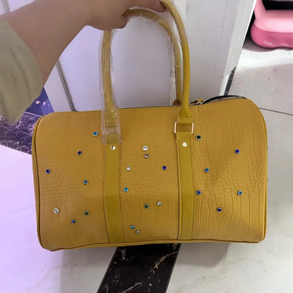 Luxury Large-capacity Travel Handbag For Women Versatile Crocodile Pattern Crossbody Bag Fashion Diamond Design Commuter Bag