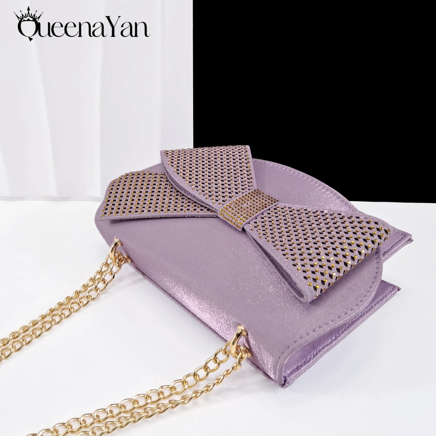 Queena Yan Sky Blue Color Peep Toe High Women Heels Shoes and Bags for Women Rhinestone Evening Party Elegant Luxury Handbag