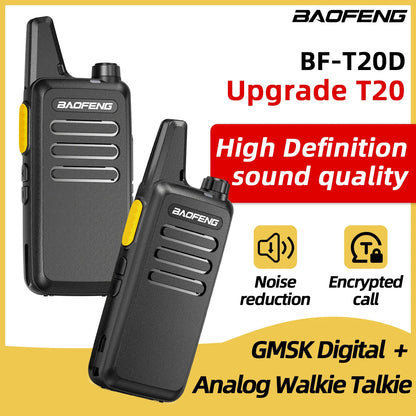 2/4PCS Mini Walkie Talkie Baofeng BF-T20D Portable Two Way Radio Charging USB VOX For BF-C9 BF-888S for Station Hotel Hunting
