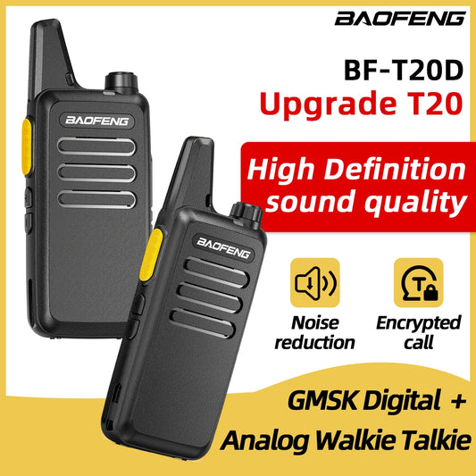 2/4PCS Mini Walkie Talkie Baofeng BF-T20D Portable Two Way Radio Charging USB VOX For BF-C9 BF-888S for Station Hotel Hunting