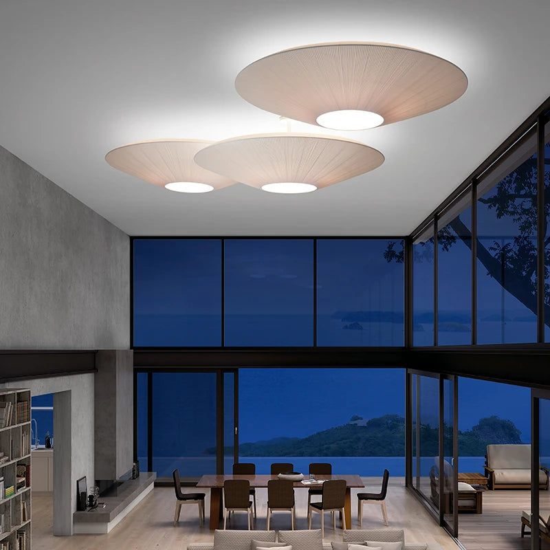 Wabi-sabi Minimalist LED Ceiling Chandeliers Lamps Flush Mount Fabric Pendant Lights Home Decoration Dinning Living Room Bedroom