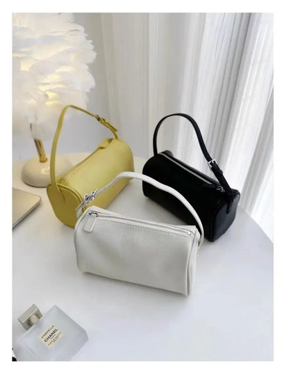 2025 New Luxury 90s Pen Holder Bag Genuine Soft Cowhide & Suede Mini Crossbody Bag Hand-Carry Vintage Shoulder Purse for Women