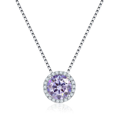 NeeTim 0.5ct 1ct Pink Blue Black Colorful Moissanite Necklaces for Women 925 Sterling Silver Box Chian Pendant Woman's Necklace
