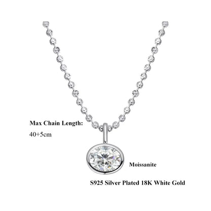 East West Oval Cut Moissanite Pendant Necklace for Women S925 Silver 2-4carat Solitaire Diamond Ball Chain with Gra Certificate