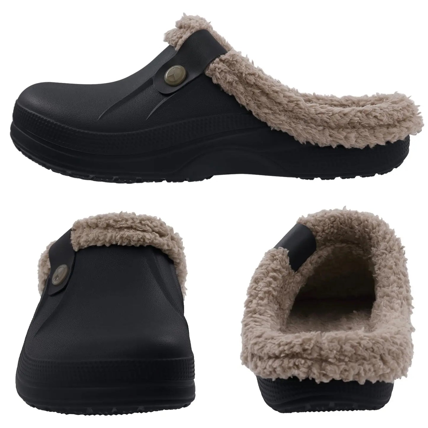 Smile Winter Fuzzy Slippers for Women Men Indoor Outdoor Fur Lined Clogs Waterproof Warm House Slippers Garden Clogs Light Shoes