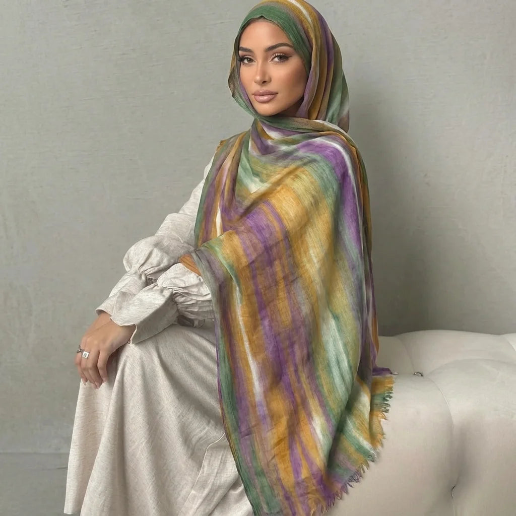 Women Big Size Plain Solid Cotton Rayon Crease Hijab Scarf Lady High Quality Wraps and Shawls Musulman Headband Islamic Turban