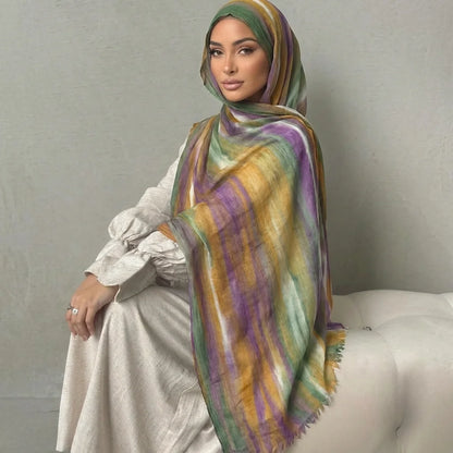 Women Big Size Plain Solid Cotton Rayon Crease Hijab Scarf Lady High Quality Wraps and Shawls Musulman Headband Islamic Turban