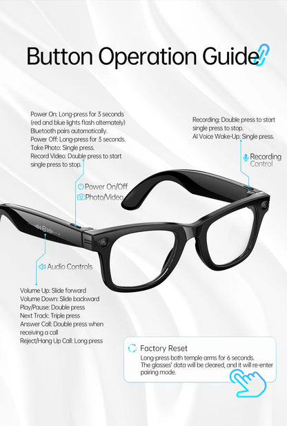 AI Smart Glasses with 8MP Camera Video Recording 100+ Languages Translation Sunglasses Bluetooth Call Music Play Men Women 2026