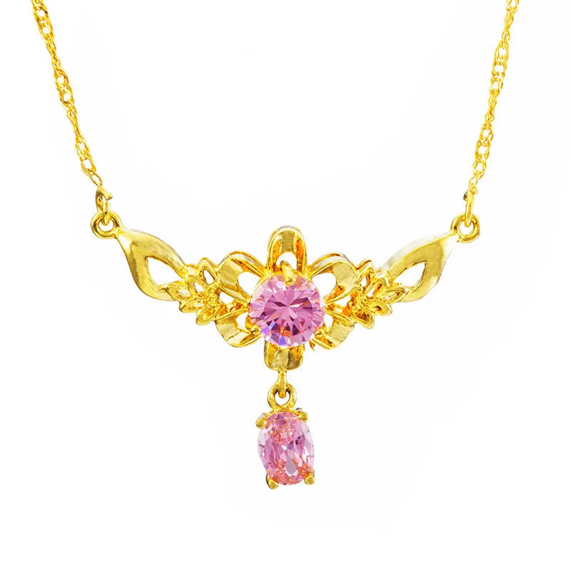 Luxury 24K 9999 Pure Gold real gold Women's necklace with moissanite sunflower pendant