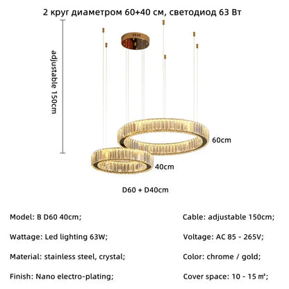 Modern Luxury Led Dimmable Pendant Lights Lustre Living Room Chandelier Lamp Fixtures Foyer Shiny Steel  Luminarias Light