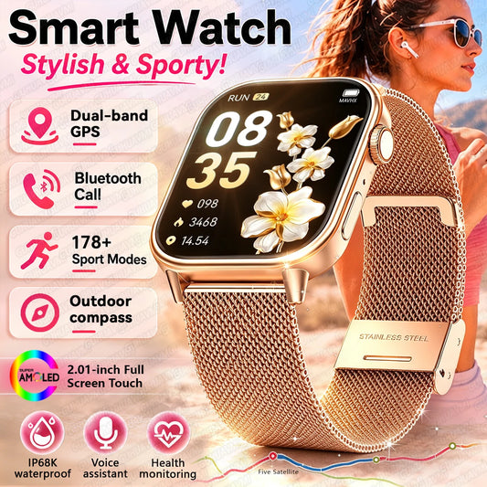 2026 New Multifunctional Smartwatch Women Gift Built-in GPS Bluetooth Call Music Fitness Sports Bracelet Sleep Monitor Watch Lad