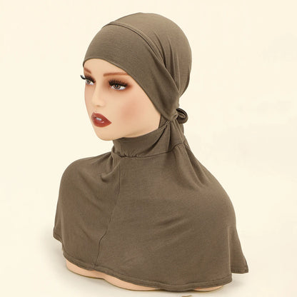 Balaclava Inner Hijabs Women Solid Color Tie Back Elasticity Hijabs Full Cover Head Muslim Soft Cotton Jersey Turban Headscarf
