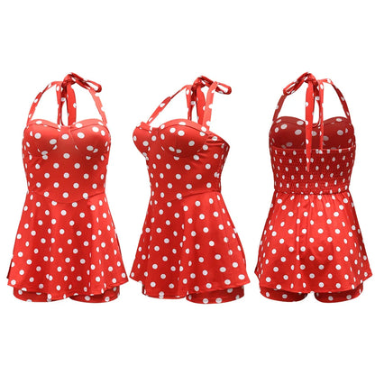 Joskaa Polka Dot Halter Bandage Rompers Women Sexy Low-cut Sleeveless Backless Bodycon Playsuits Y2k Streetwear Holiday Clubwear