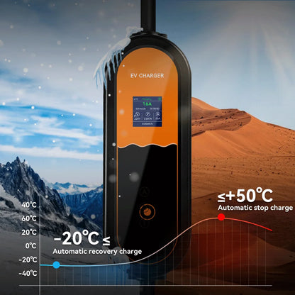 3.5KW Type2 Portable EV Charger 16A 1Phase EU Plug EVSE Charging 8A-10A-13A-16A Current Adjustable Electric Vehicle Charging