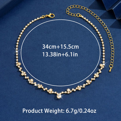 Simple and Exquisite Full Diamond Necklace Jewelry Hot Selling Necklace Full Diamond Collarbone Dinner Dress Light Luxury Elegan