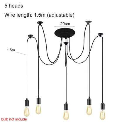 DIY Spider Lights Vintage Chandelier Edison Industrial Hanging Lamp Ceiling Multiple Pendant Light Kitchen Farmhouse Living Room