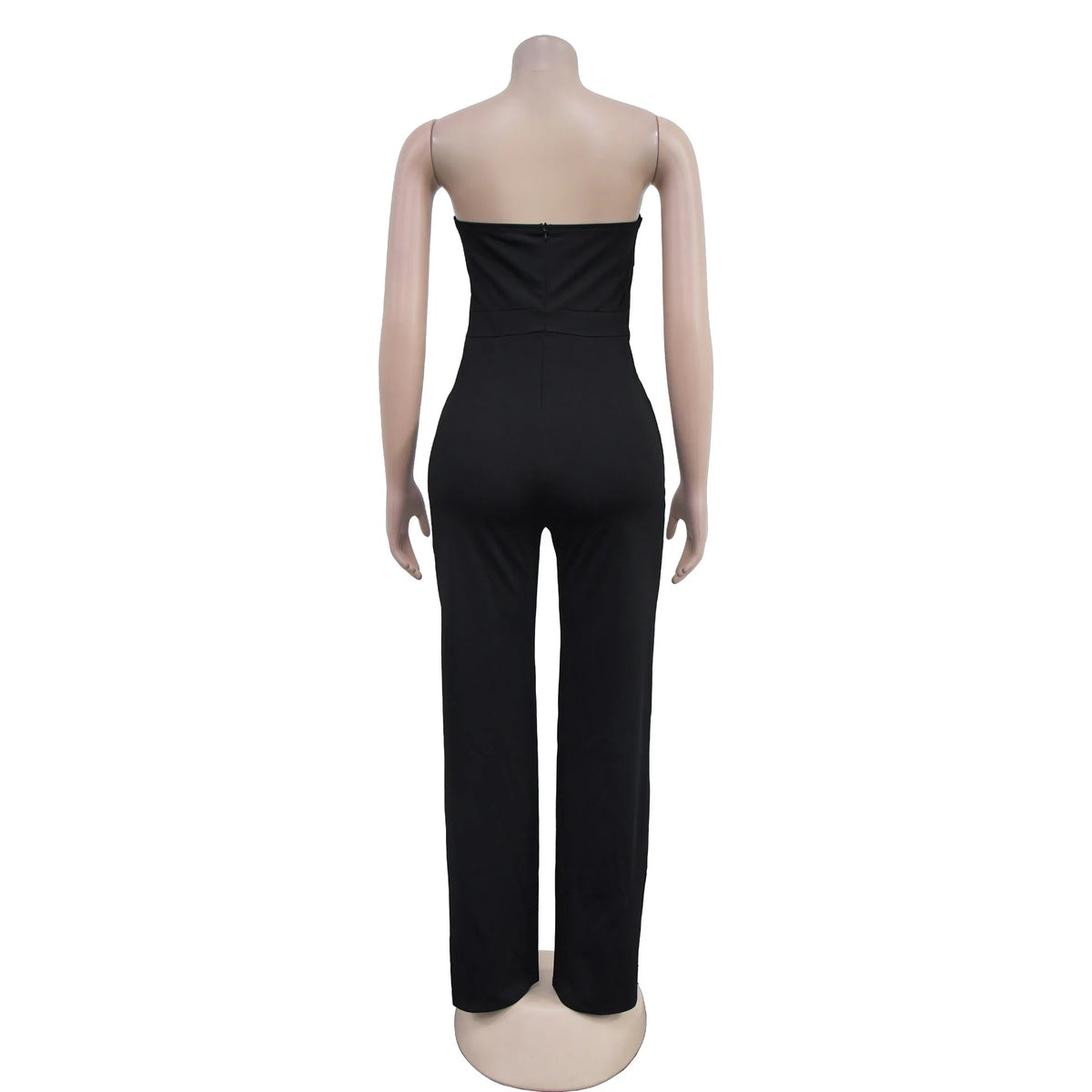 Sexy Backless Strapless Jumpsuit Summer Women Fashion Solid Button Sleeveless Slim Fit Wrap Hip Jumpsuits Elegant Office Romper