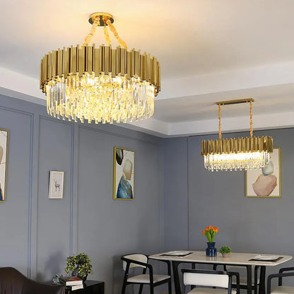 Gold K9 Crystal Tricolor Chandelier Luxury Modern LED Ceiling Light for Living Room Dining Room Bedroom Ceiling Lights