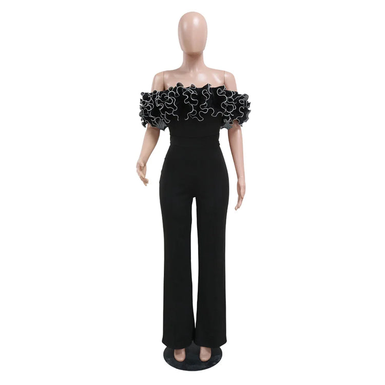 HBLL Factory Direct Woman Jumpsuits Elegant 3D Rose Flower One Piece Women Club Overalls Celebrities Outfits Party Sexy Clubwear