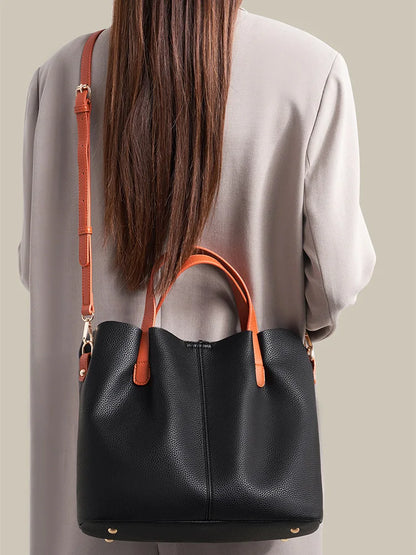 Women's Bag Leather Luxury Designer Shoulder Bag Soft Handbags Large Capacity Crossbody Bags Blue Black Khaki