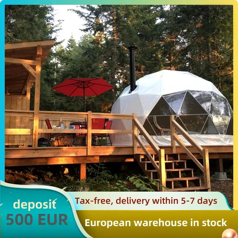 Tent for Hotel Camping Resort Europe in Stock 6M 7M  Luxury Outdoor Starry Sky Room Spherical Tent PVC Aluminum Geodesic Dome