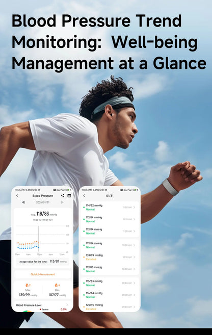 2026 New Nursing Grade Smart Bracelet VWAR Loop Life SpO2 Blood Lipid Uric Acid ECG+PPG Waterproof Band Sport Fitness Tracker