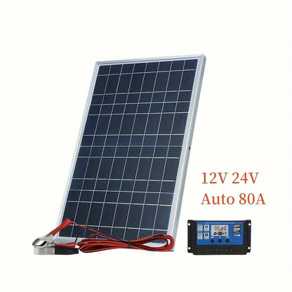 Portable Solar Panel Kit with 100A Controller DC 12V-18V-24V USB 5V Charger for RVs Boats Camping Hiking Phones Solar Powered