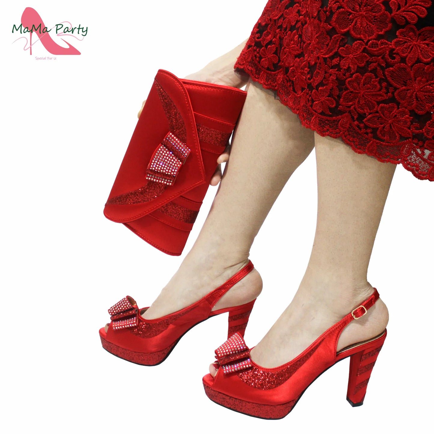 2021 Specials Design Black Color Nigerian Women Shoes and Bag Set High Quality Slingback Sandals with Appliques for Wedding