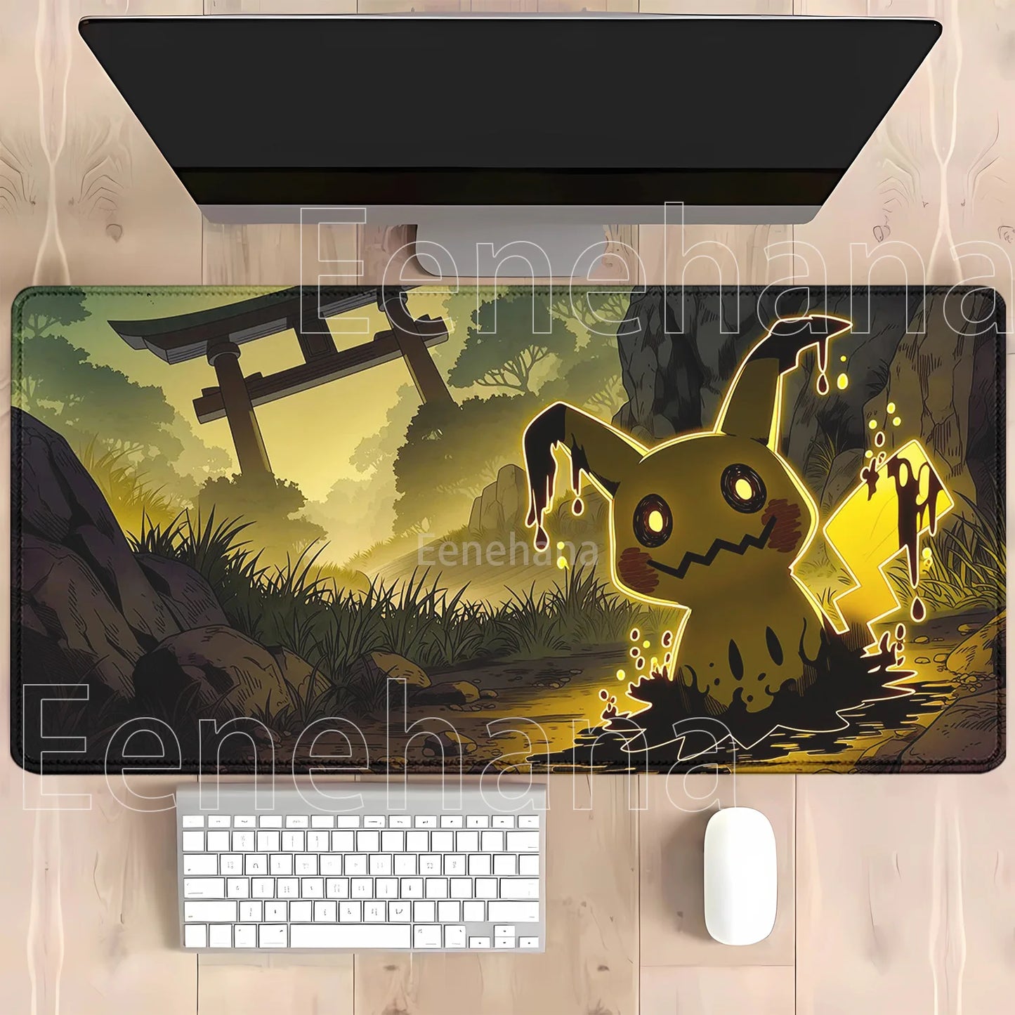 Gaming Pokemon Mimikyu Anime Kawaii PC Mouse Pad Keyboard Overlock Larger Mousepad PC Offices Non-slip Base HD Printing Desk Mat