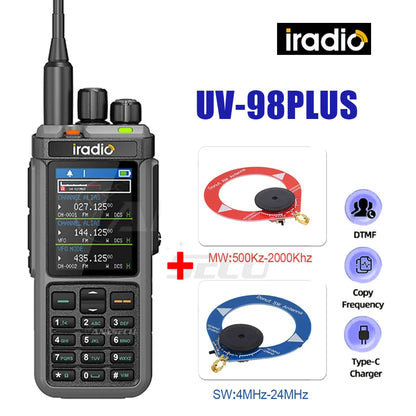 Iradio UV-98PLUS Multi Band 10W FM AM SSB HF Cross Band Repeater Walkie Talkie Type-C Charging Shortwave Ham Radio