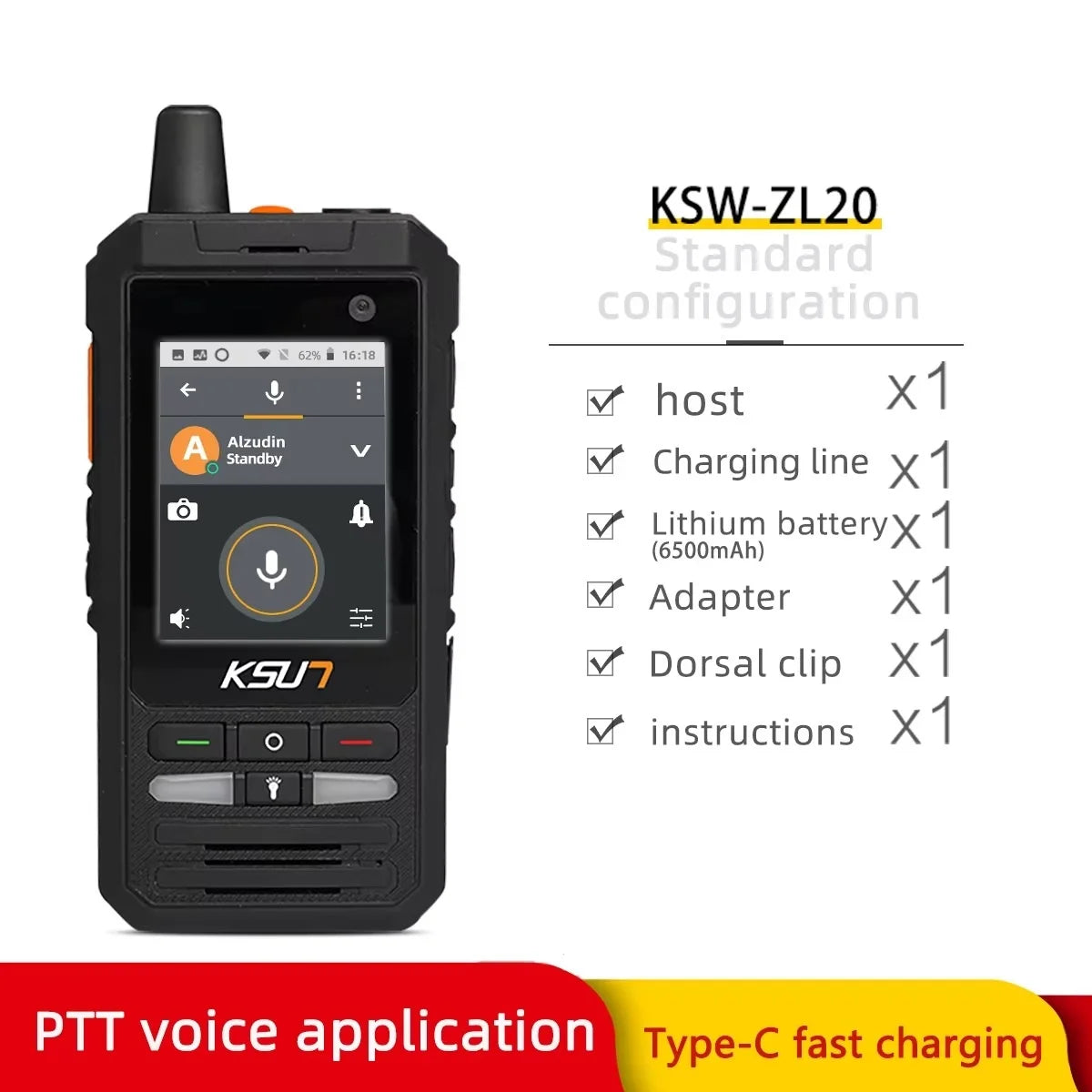 Compatible With ZELLO Walkie Talkie Phone 4G Android WIFI Blue-Tooth Touch Screen Two Way Radio Global Long Range KSUN ZL20