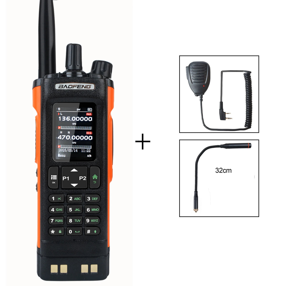 Baofeng DM-32 GPS APRS AES256 Encryption DMR Digital Analog UHF VHF Dual Band 8W Air Band FM Walkie Talkie DM-32UV